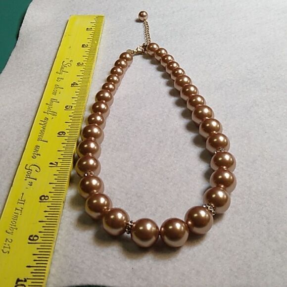 Vintage RMN Elegant Gold Pearl & Rhinestone Necklace Cottagecore Prom Wedding - Picture 5 of 7